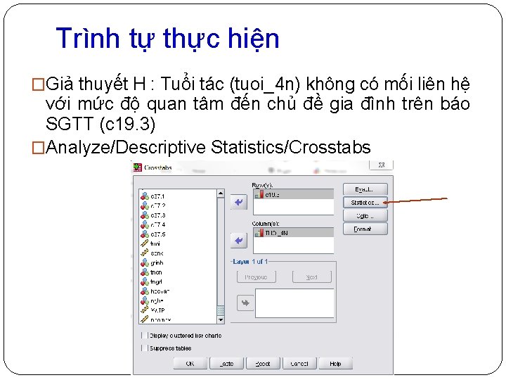 Trình tự thực hiện �Giả thuyết H : Tuổi tác (tuoi_4 n) không có