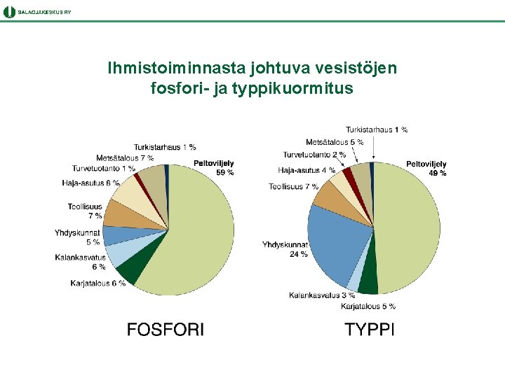 Ihmistoiminnasta johtuva vesistöjen fosfori- ja typpikuormitus 