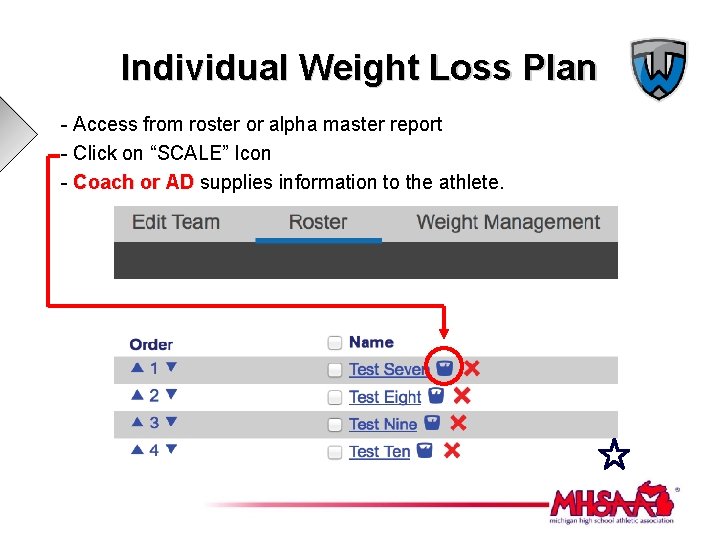 Individual Weight Loss Plan - Access from roster or alpha master report - Click