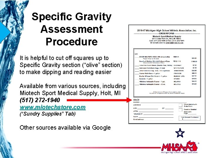 Specific Gravity Assessment Procedure It is helpful to cut off squares up to Specific