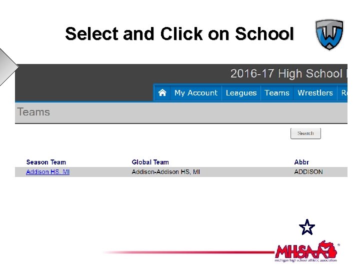 Select and Click on School 
