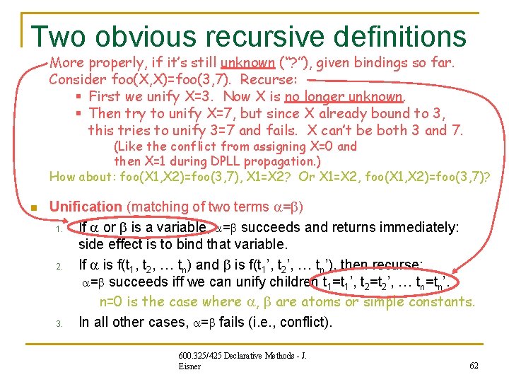 Two obvious recursive definitions More properly, if it’s still unknown (“? ”), given bindings Two obvious recursive definitions More properly, if it’s still unknown (“? ”), given bindings