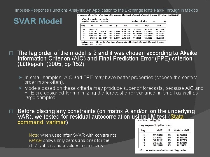 Impulse-Response Functions Analysis: An Application to the Exchange Rate Pass-Through in Mexico SVAR Model