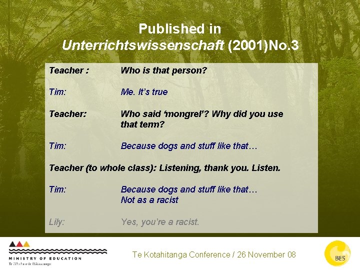 Published in Unterrichtswissenschaft (2001)No. 3 Teacher : Who is that person? Tim: Me. It’s