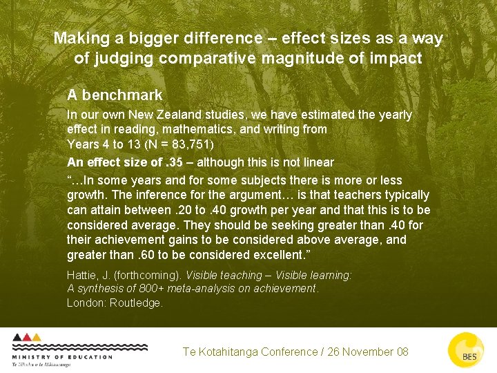 Making a bigger difference – effect sizes as a way of judging comparative magnitude