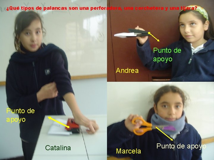 ¿Qué tipos de palancas son una perforadora, una corchetera y una tijera? Punto de