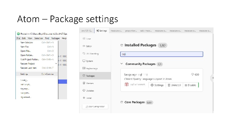 Atom – Package settings 