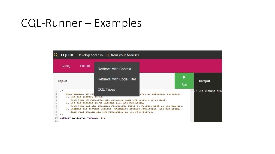 CQL-Runner – Examples 