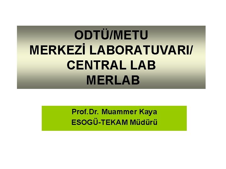 ODTÜ/METU MERKEZİ LABORATUVARI/ CENTRAL LAB MERLAB Prof. Dr. Muammer Kaya ESOGÜ-TEKAM Müdürü 