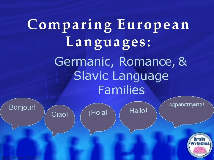 Comparing European Languages: Germanic, Romance, & Slavic Language Families Bonjour! © 2014 Brain Wrinkles