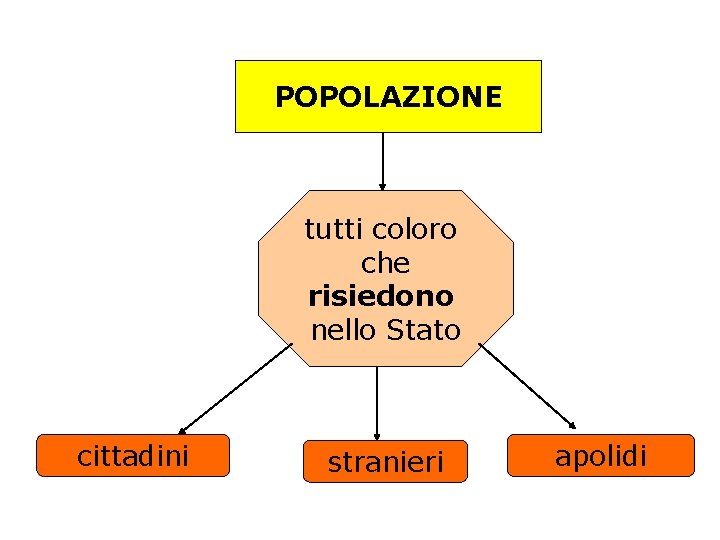 POPOLAZIONE tutti coloro che risiedono nello Stato cittadini stranieri apolidi 