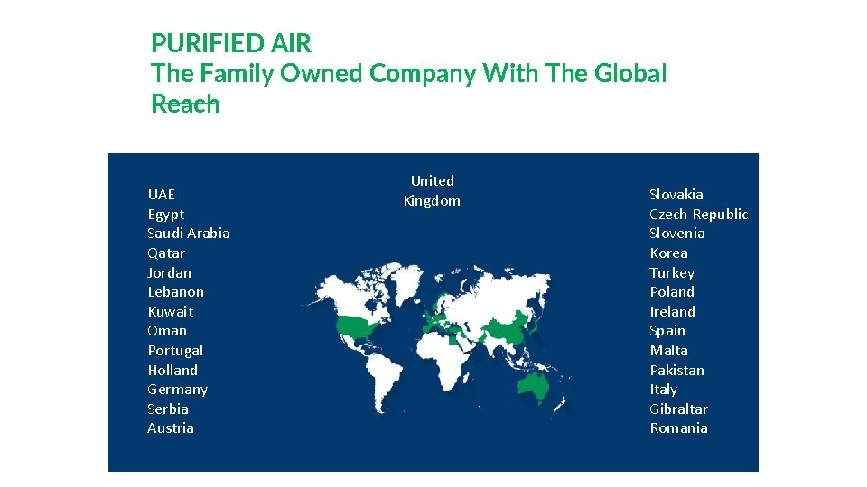 PURIFIED AIR The Family Owned Company With The Global Reach UAE Egypt Saudi Arabia PURIFIED AIR The Family Owned Company With The Global Reach UAE Egypt Saudi Arabia