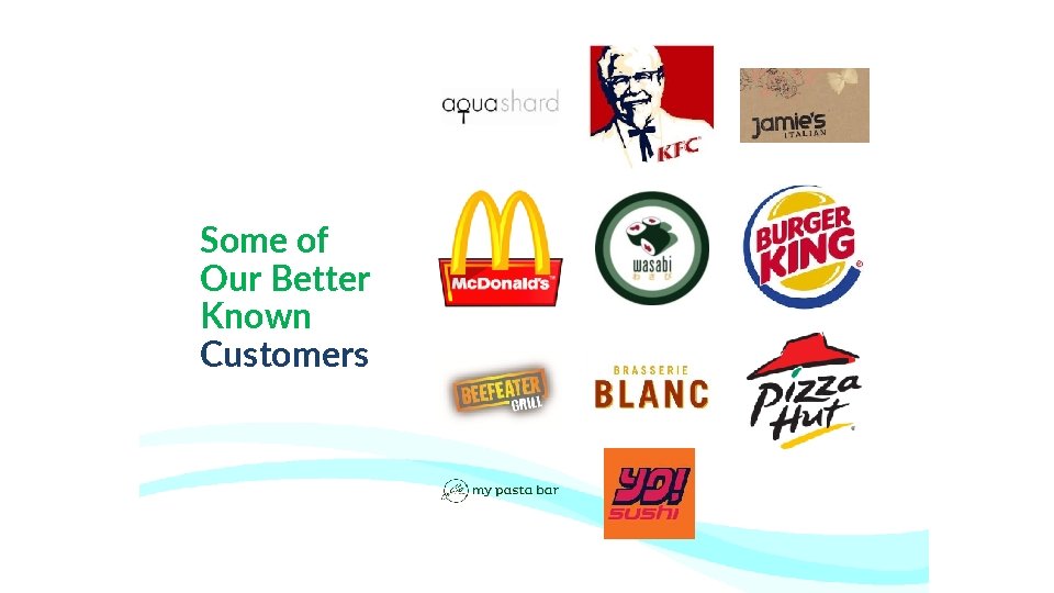 Some of Our Better Known Customers Some of Our Better Known Customers