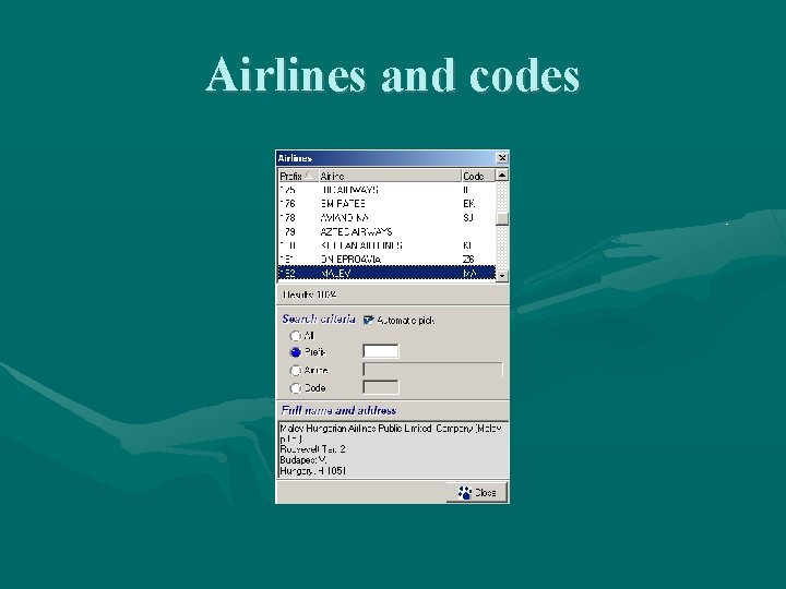 Airlines and codes Airlines and codes