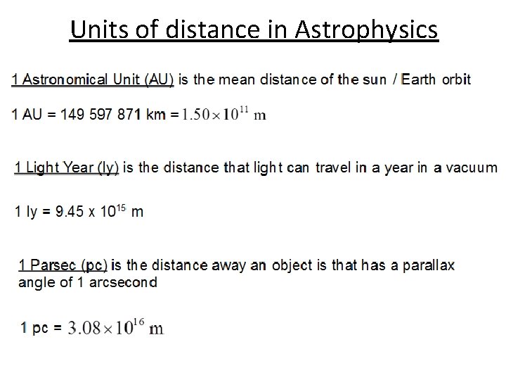 Units of distance in Astrophysics 