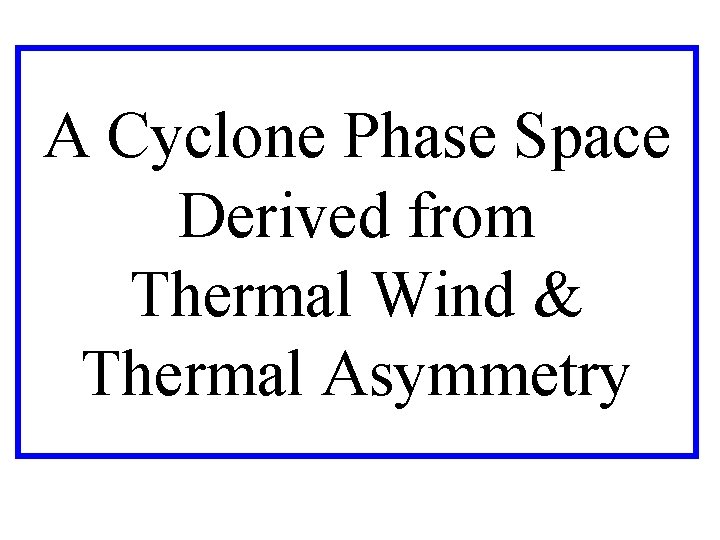 A Cyclone Phase Space Derived from Thermal Wind & Thermal Asymmetry 