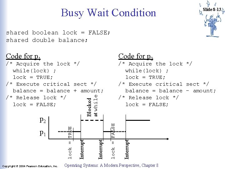 Busy Wait Condition Slide 8 -13 shared boolean lock = FALSE; shared double balance; Busy Wait Condition Slide 8 -13 shared boolean lock = FALSE; shared double balance;