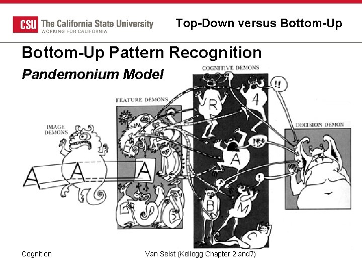 Top-Down versus Bottom-Up Pattern Recognition Pandemonium Model Cognition Van Selst (Kellogg Chapter 2 and