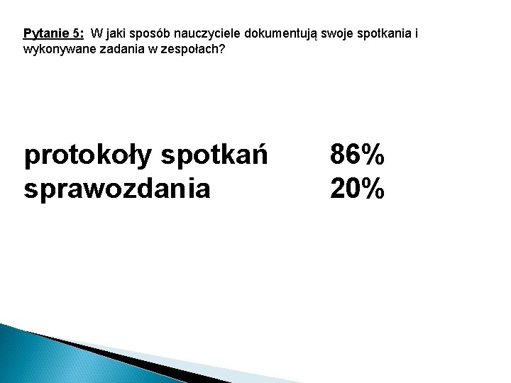 Pytanie 5: W jaki sposób nauczyciele dokumentują swoje spotkania i wykonywane zadania w zespołach?