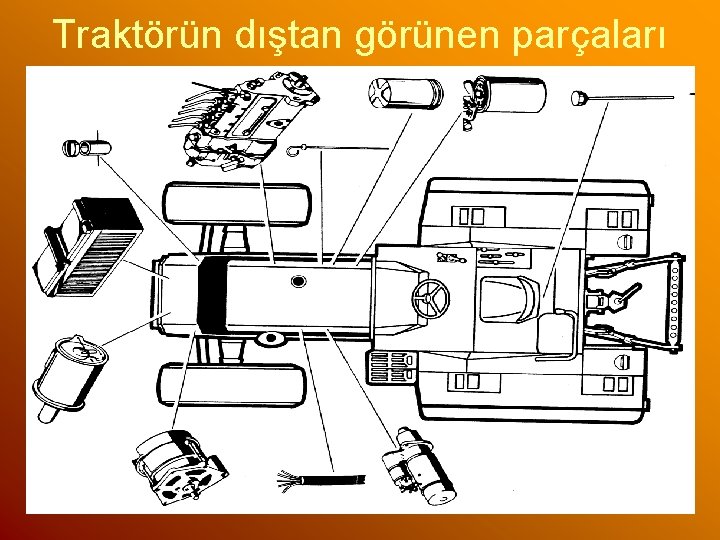 Traktörün dıştan görünen parçaları 