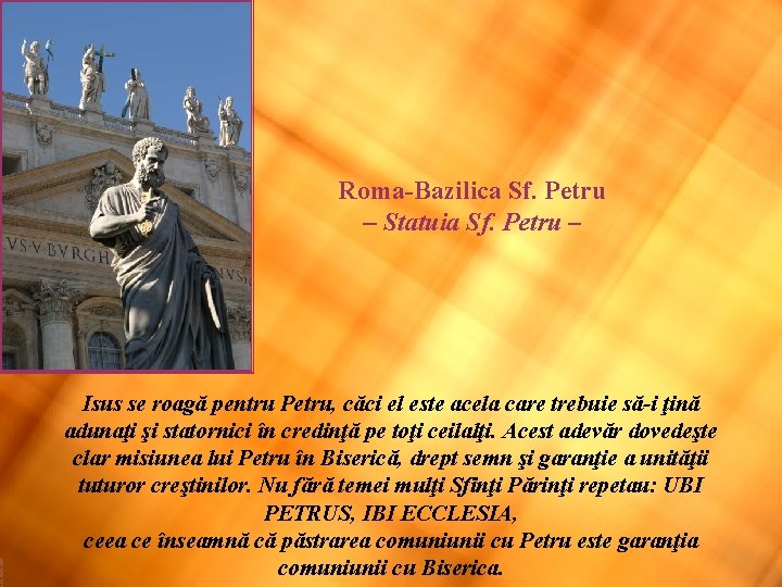 Roma-Bazilica Sf. Petru – Statuia Sf. Petru – Isus se roagă pentru Petru, căci