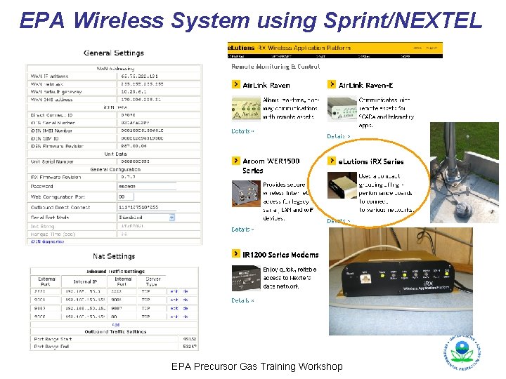 EPA Wireless System using Sprint/NEXTEL EPA Precursor Gas Training Workshop 