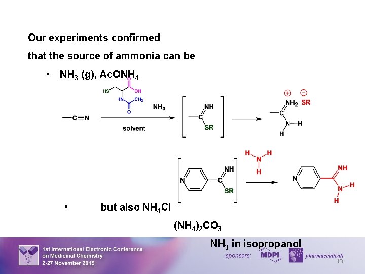 Our experiments confirmed that the source of ammonia can be • NH 3 (g),