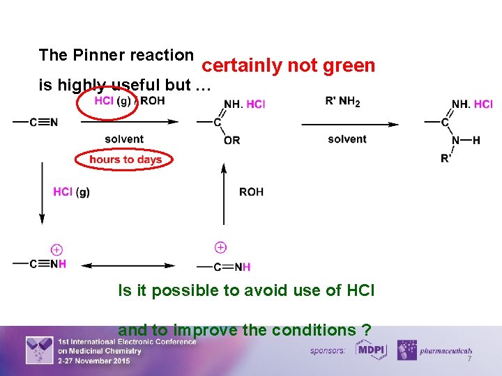 The Pinner reaction certainly not green is highly useful but … Is it possible