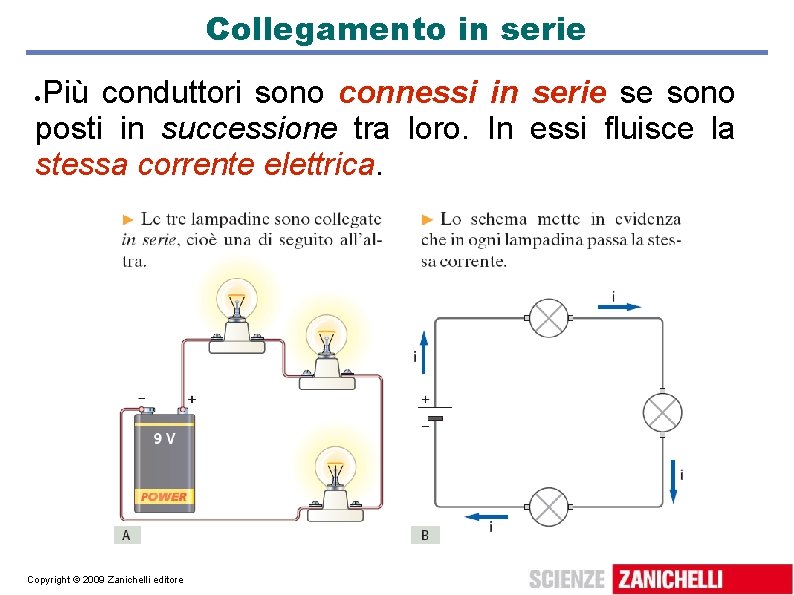 Collegamento in serie Più conduttori sono connessi in serie se sono posti in successione Collegamento in serie Più conduttori sono connessi in serie se sono posti in successione