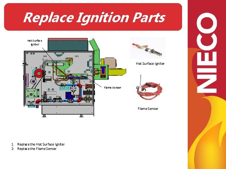 Replace Ignition Parts Hot Surface Igniter Flame Sensor 1. Replace the Hot Surface Igniter