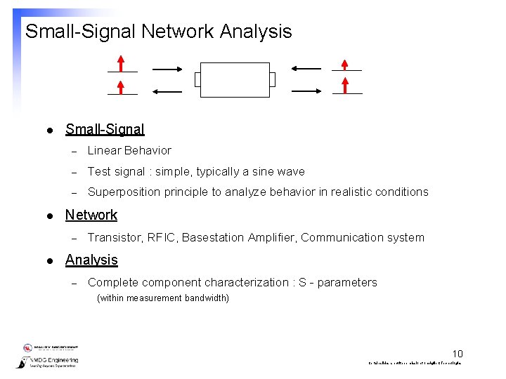 Small-Signal Network Analysis l l Small-Signal – Linear Behavior – Test signal : simple,