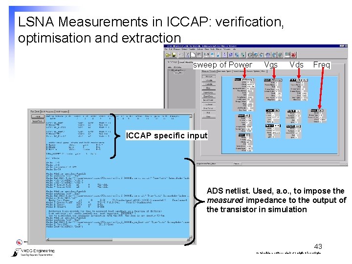 LSNA Measurements in ICCAP: verification, optimisation and extraction sweep of Power Vgs Vds Freq
