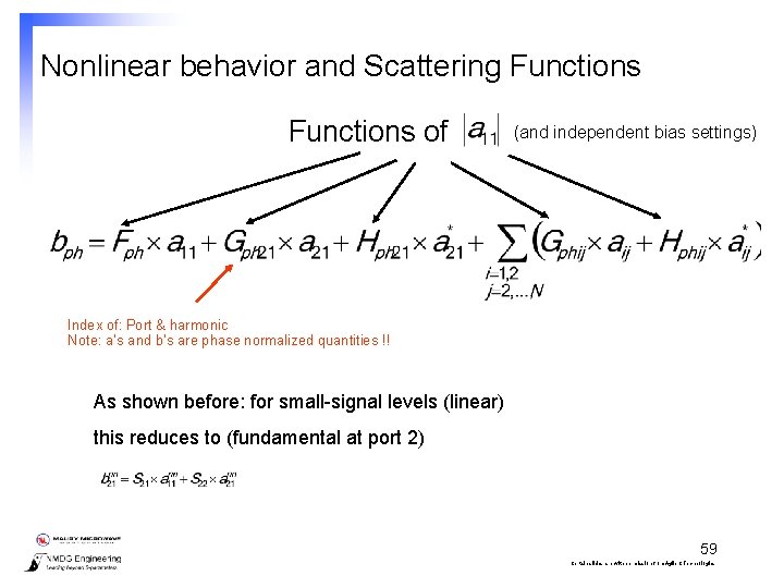 Nonlinear behavior and Scattering Functions of (and independent bias settings) Index of: Port &