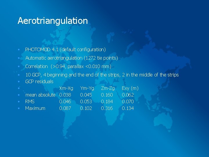 Aerotriangulation • PHOTOMOD 4. 1 (default configuration) • Automatic aerotriangulation (1272 tie points) •