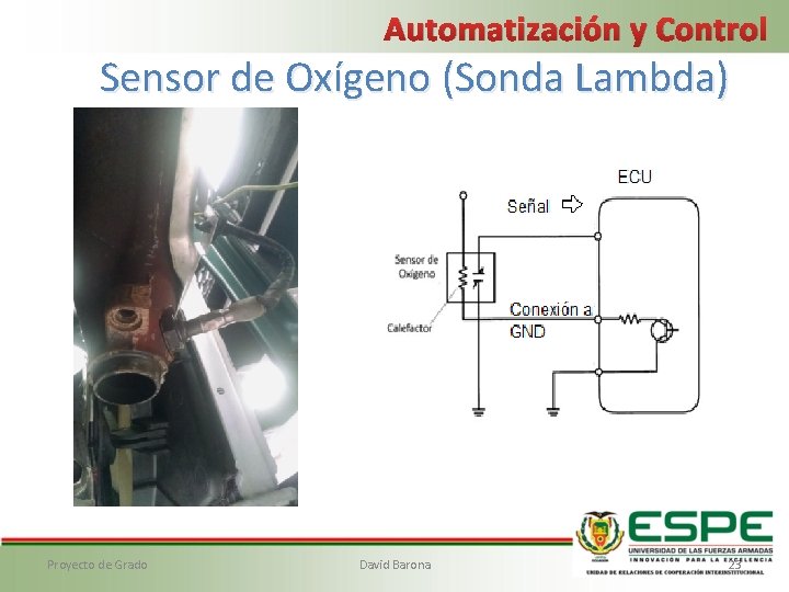 Automatización y Control Sensor de Oxígeno (Sonda Lambda) Proyecto de Grado David Barona 23