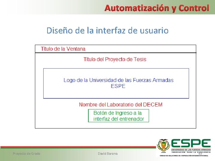 Automatización y Control Diseño de la interfaz de usuario Proyecto de Grado David Barona