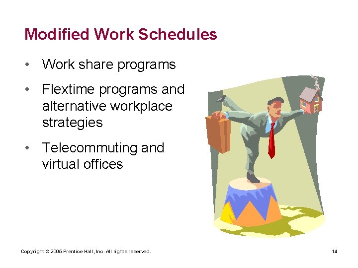 Modified Work Schedules • Work share programs • Flextime programs and alternative workplace strategies