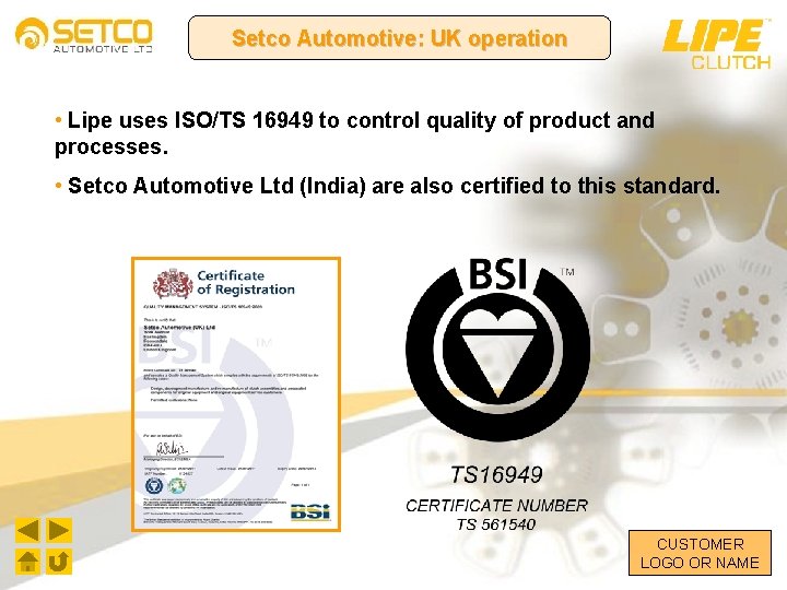 Setco Automotive: UK operation • Lipe uses ISO/TS 16949 to control quality of product