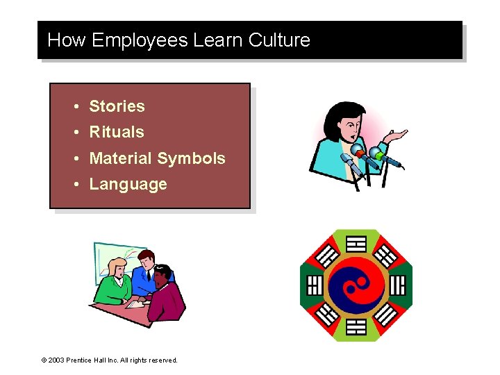 How Employees Learn Culture • Stories • Rituals • Material Symbols • Language ©