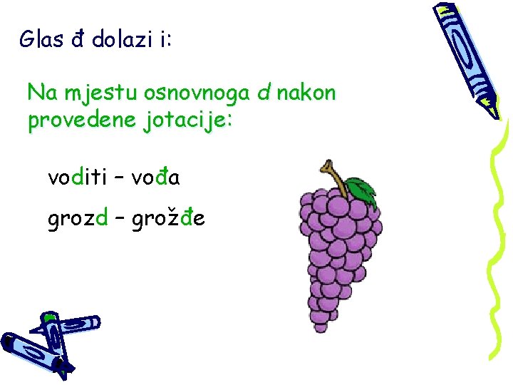 Glas đ dolazi i: Na mjestu osnovnoga d nakon provedene jotacije: voditi – vođa