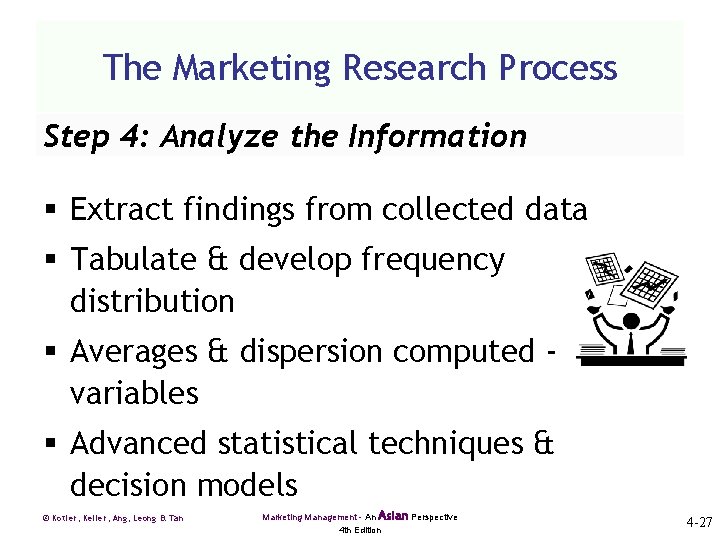 The Marketing Research Process Step 4: Analyze the Information § Extract findings from collected