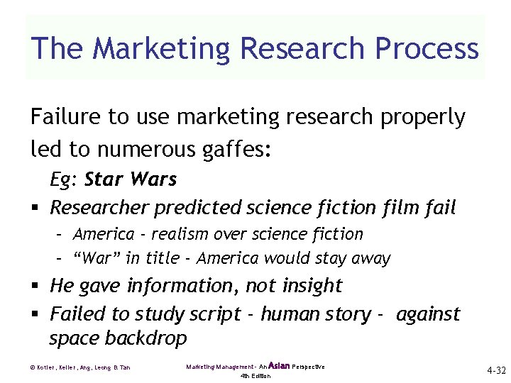 The Marketing Research Process Failure to use marketing research properly led to numerous gaffes:
