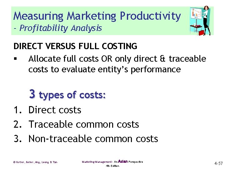Measuring Marketing Productivity - Profitability Analysis DIRECT VERSUS FULL COSTING § Allocate full costs