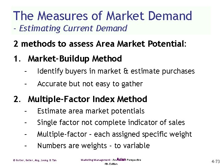 The Measures of Market Demand - Estimating Current Demand 2 methods to assess Area