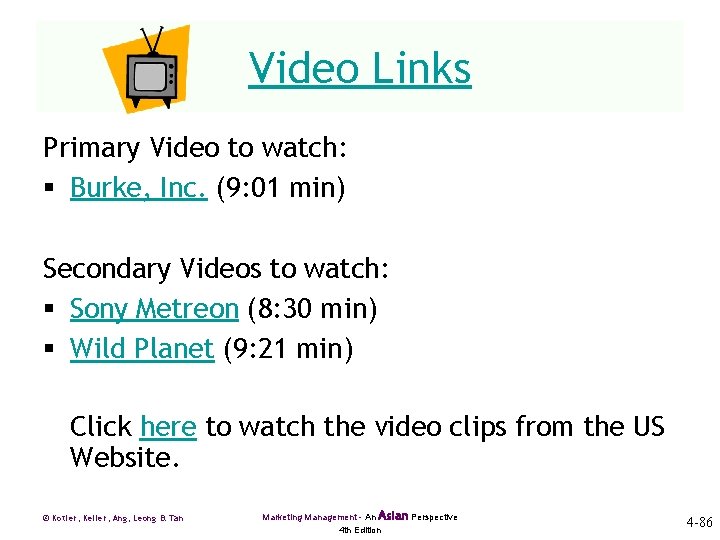 Video Links Primary Video to watch: § Burke, Inc. (9: 01 min) Secondary Videos