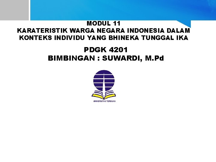 MODUL 11 KARATERISTIK WARGA NEGARA INDONESIA DALAM KONTEKS INDIVIDU YANG BHINEKA TUNGGAL IKA PDGK