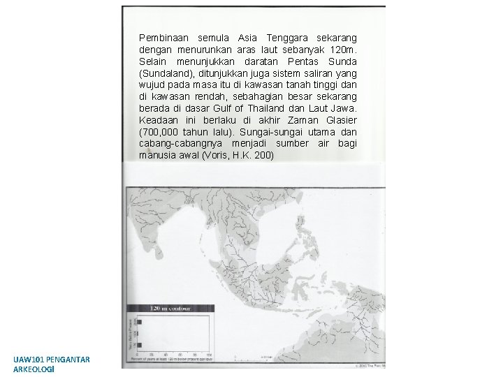 Pembinaan semula Asia Tenggara sekarang dengan menurunkan aras laut sebanyak 120 m. Selain menunjukkan