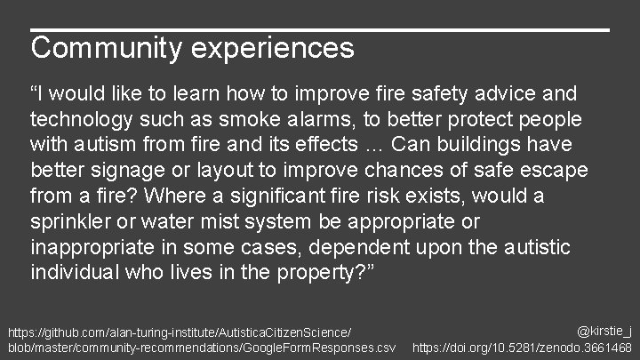 Community experiences “I would like to learn how to improve fire safety advice and