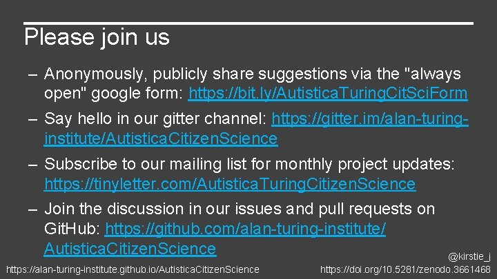 Please join us – Anonymously, publicly share suggestions via the "always open" google form: