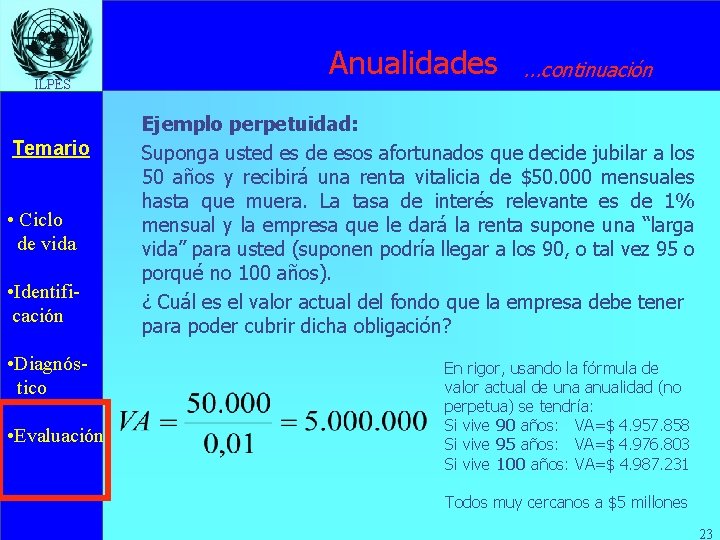 ILPES Temario • Ciclo de vida • Identificación • Diagnóstico • Evaluación Anualidades .